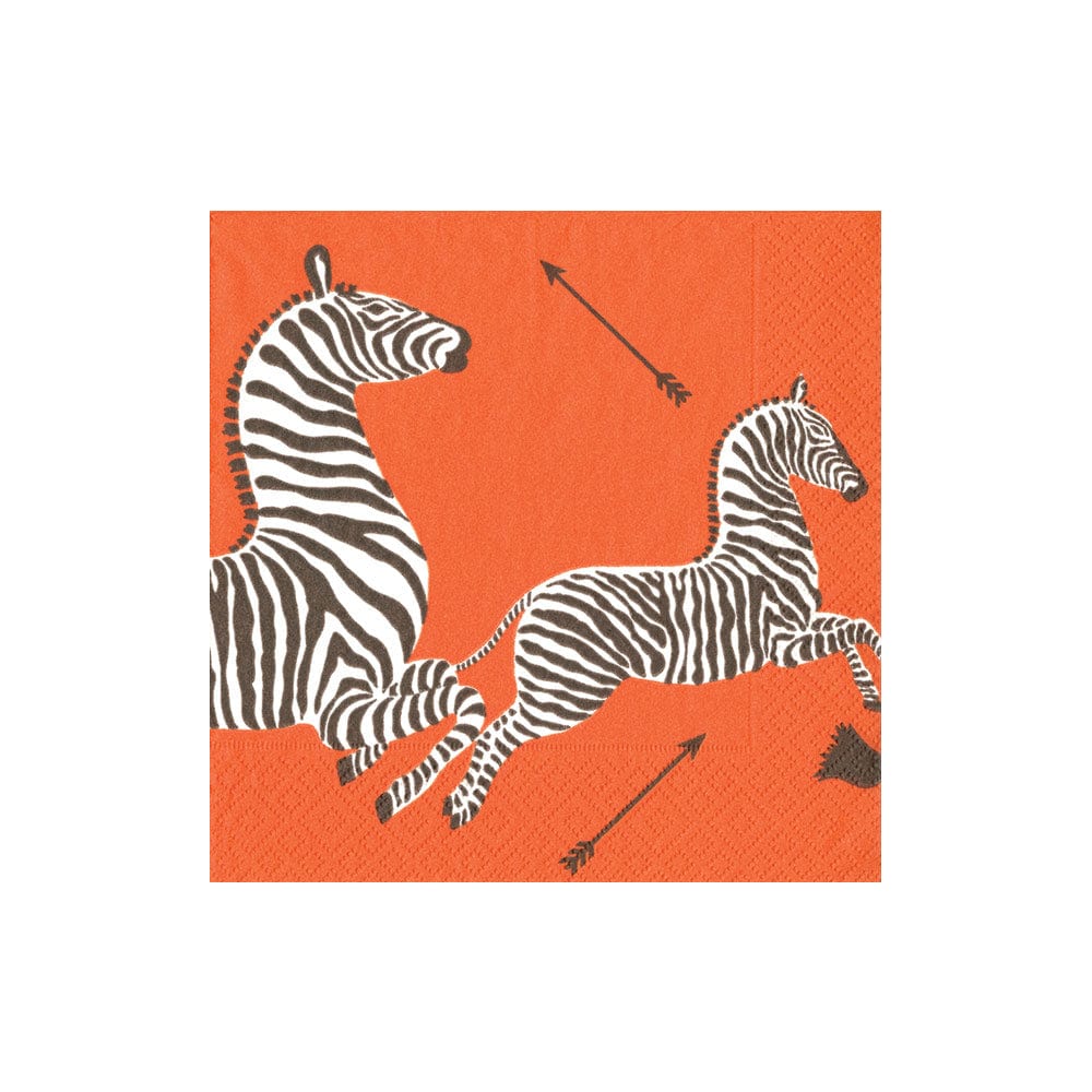 ZEBRAS ORANGE COCKTAIL NAPKINS