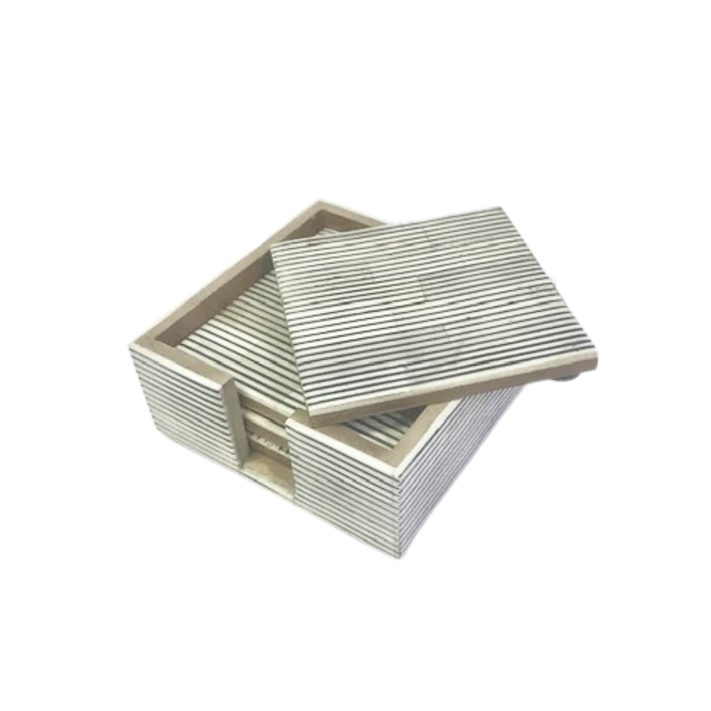 Bone and Horn Lined Coasters - Set/4