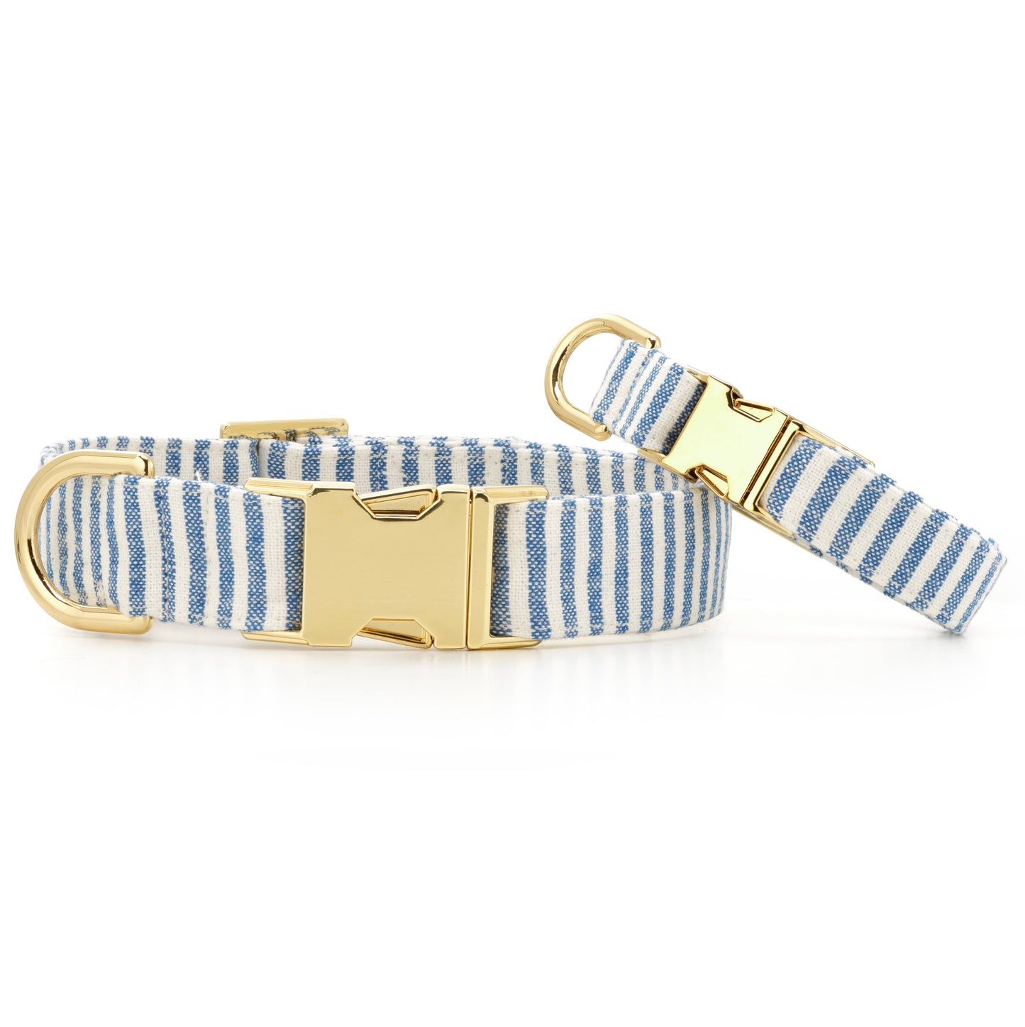 Lake Blue Stripe Summer Dog Collar - Medium