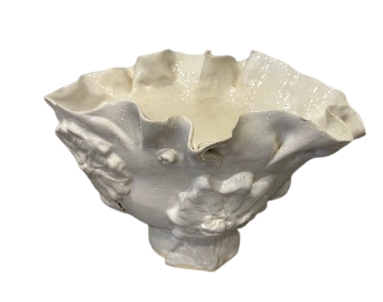 Ceramic Wave Bowl with Floral Decoration