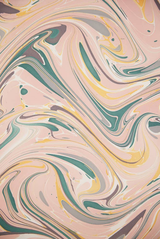Hand Marbled Wrapping Paper Sheets S/2 - Rose Quartz