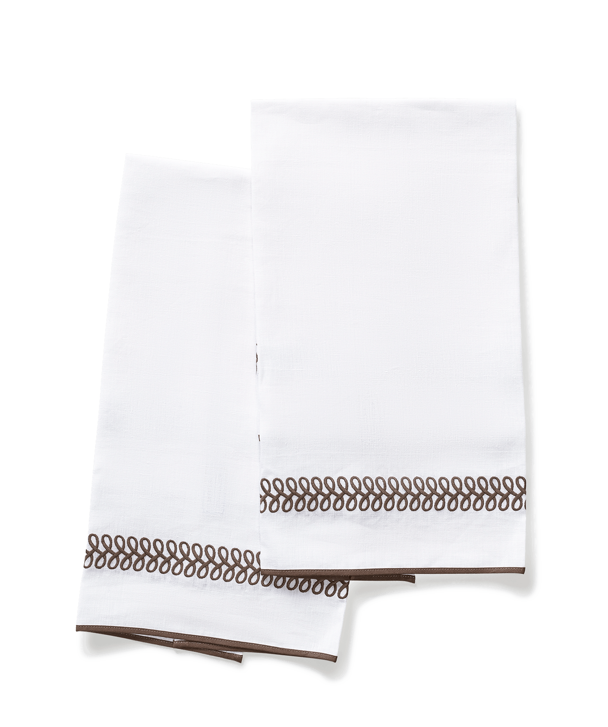 Astor Braid Guest Towels - Mocha, Set/2