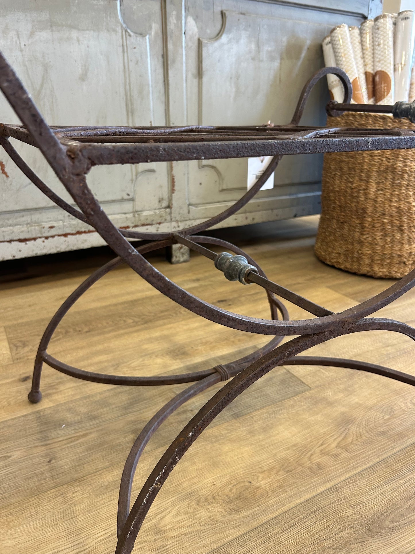 Continental Wrought Iron Curule Bench