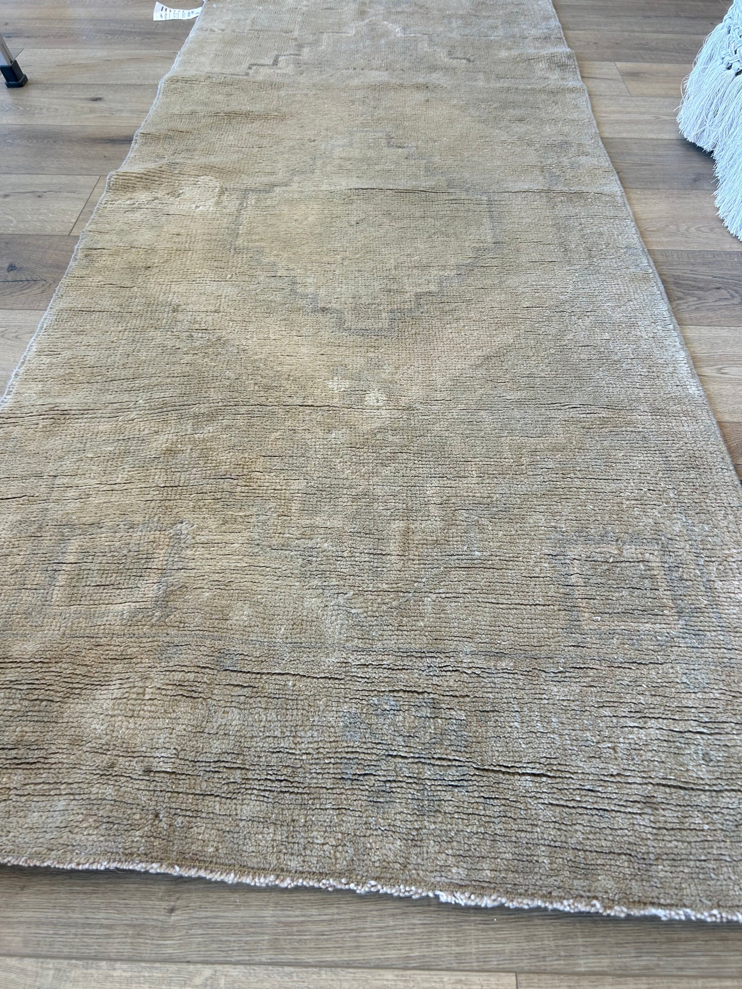 Beige and Olive Turkish Runner - 31 x 78