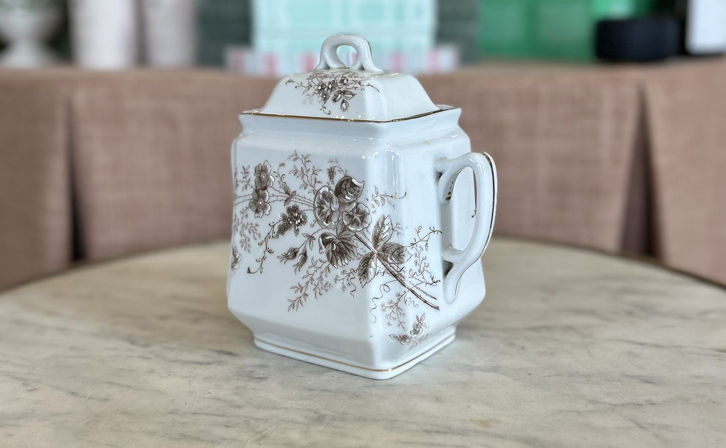 Ironstone Sugar Jar - Brown Floral