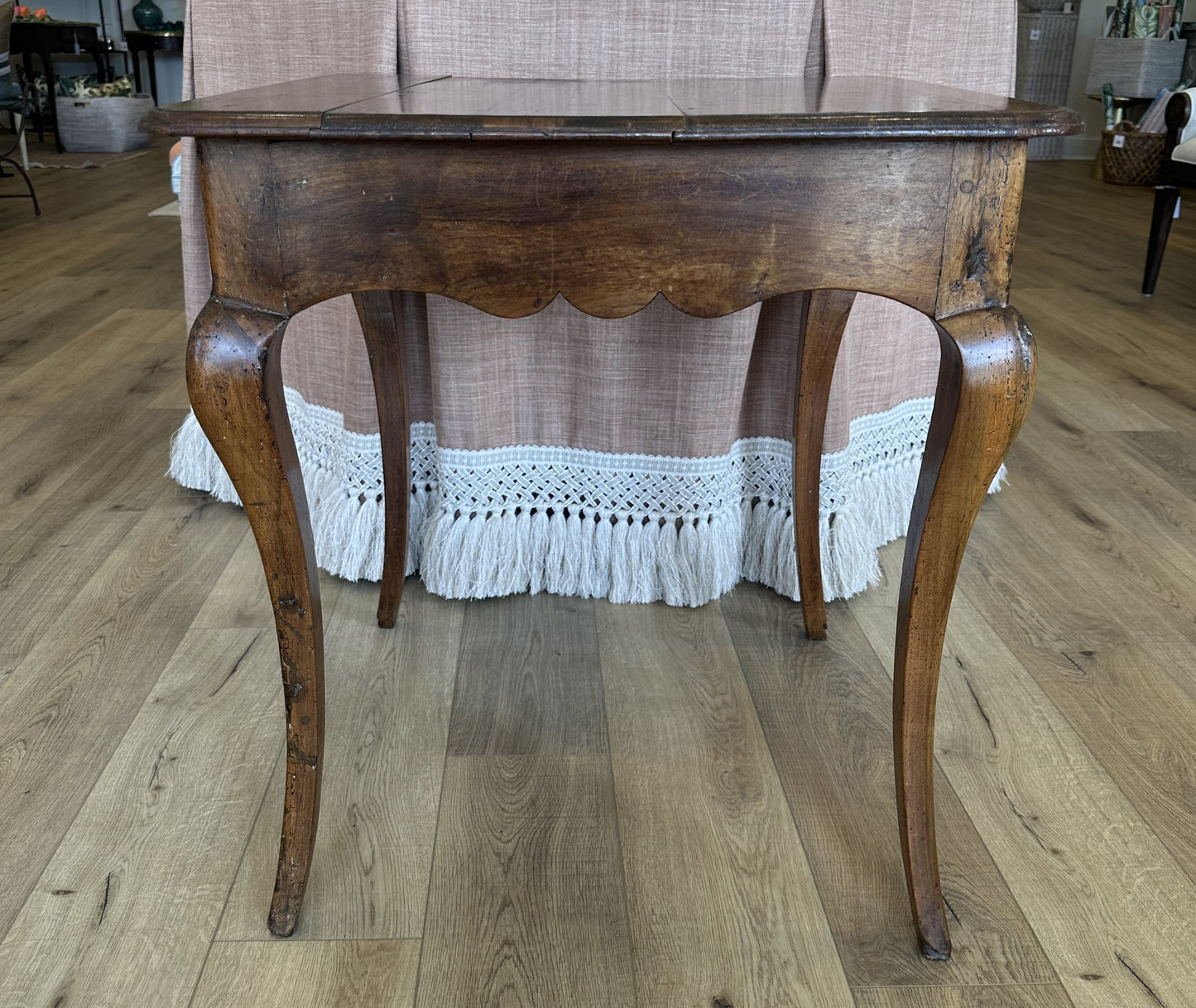 French Walnut Cabriole Leg Table, c. 19th Century