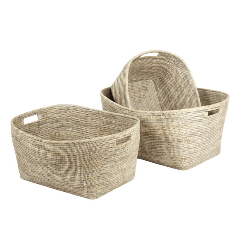 Rattan Baskets - Whitewash