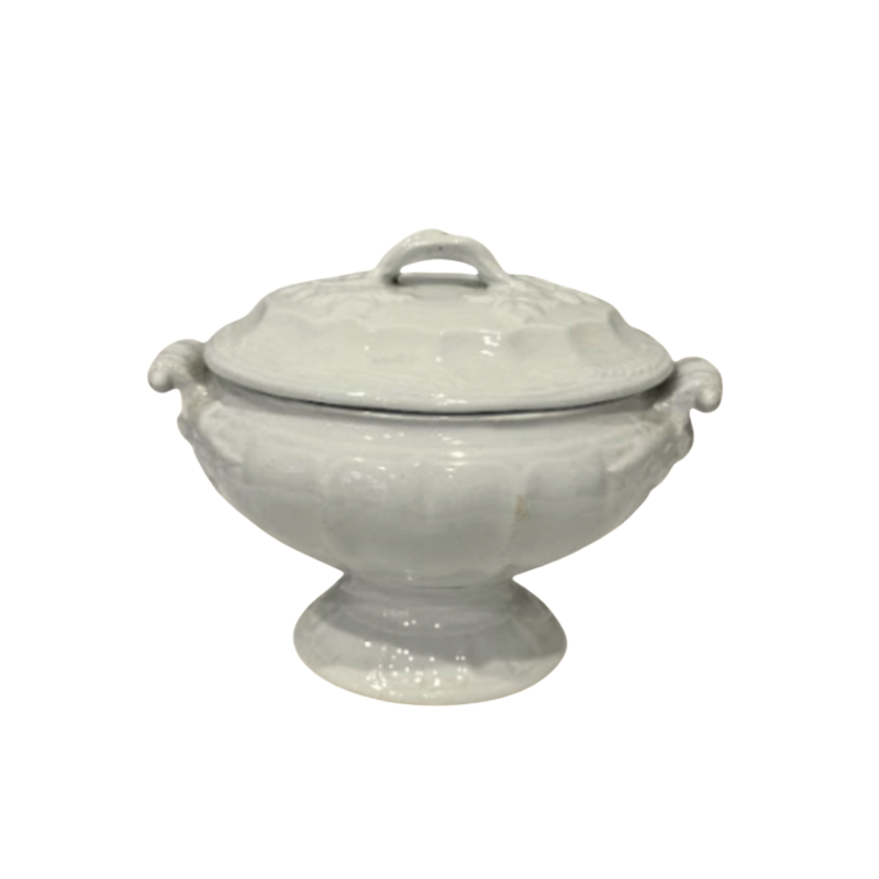 Small White Oval Ironstone Tureen with Lid