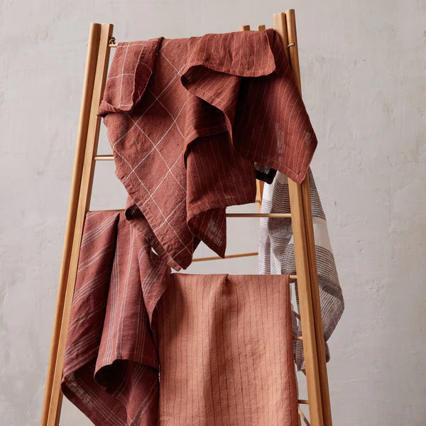 Stripe Linen Tea Towel - Set/2, Clay