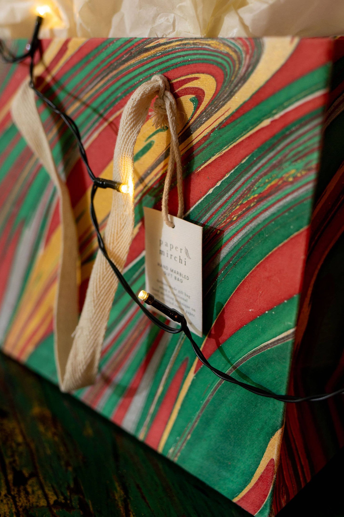 Hand Marbled Gift Bags (Medium) - Christmas Glitz