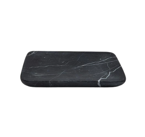 Marble Soap Dish - Rectangle with Rounded Edges/Black