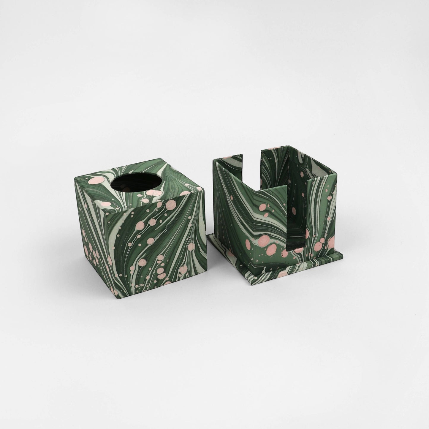 Marbled Tissue Box Cover - Fire Whirl Green
