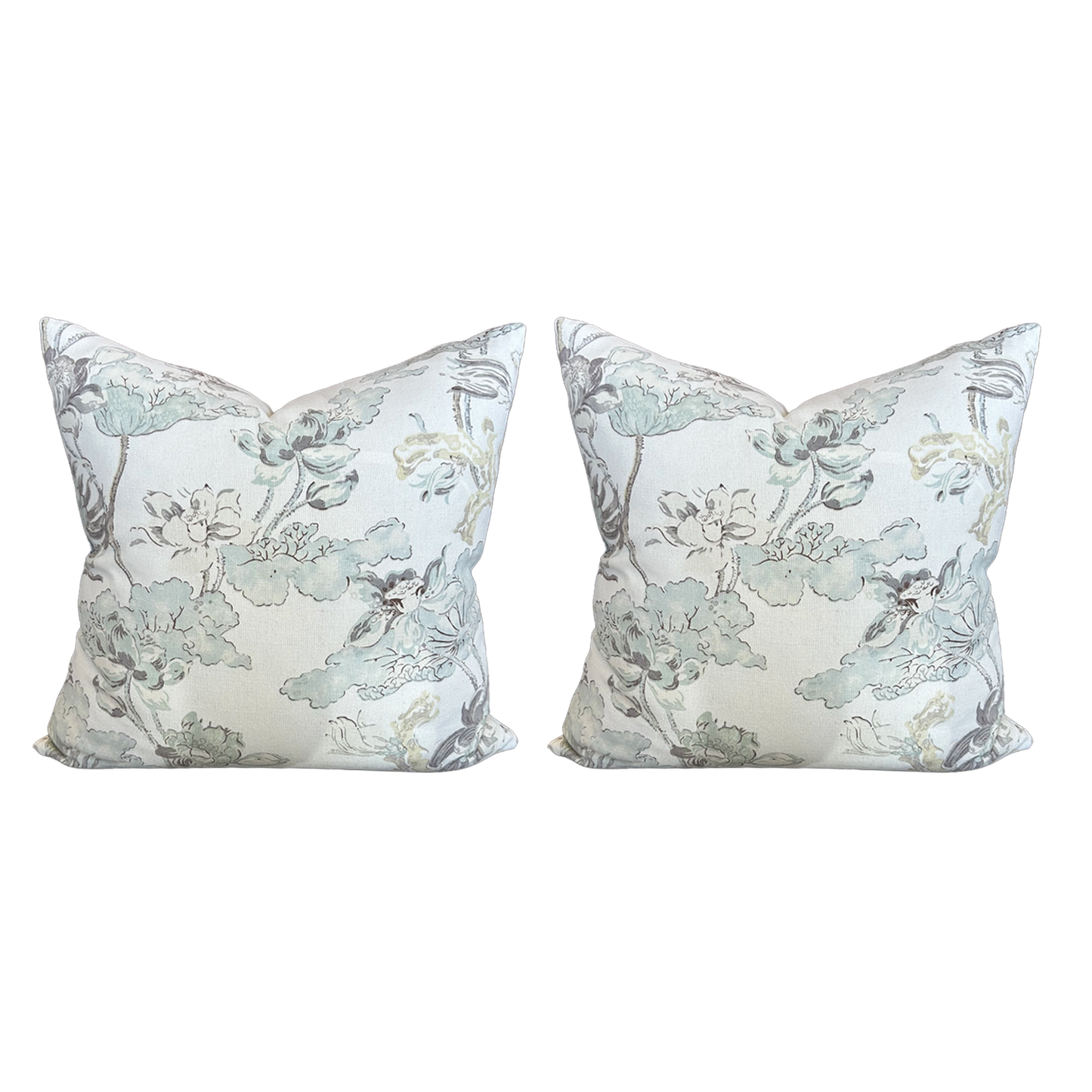 Pair of Celadon Floral Pillows