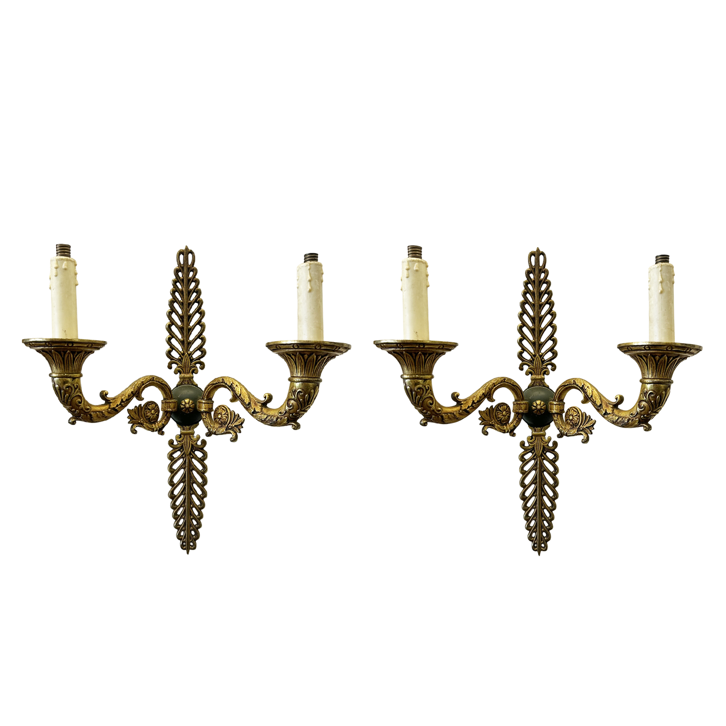 Pair of Empire Gilt Two-Arm Sconces