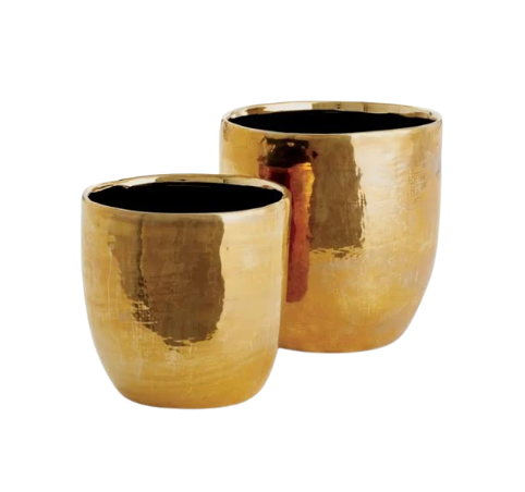 Metallic Glazed Cachepot - Gold