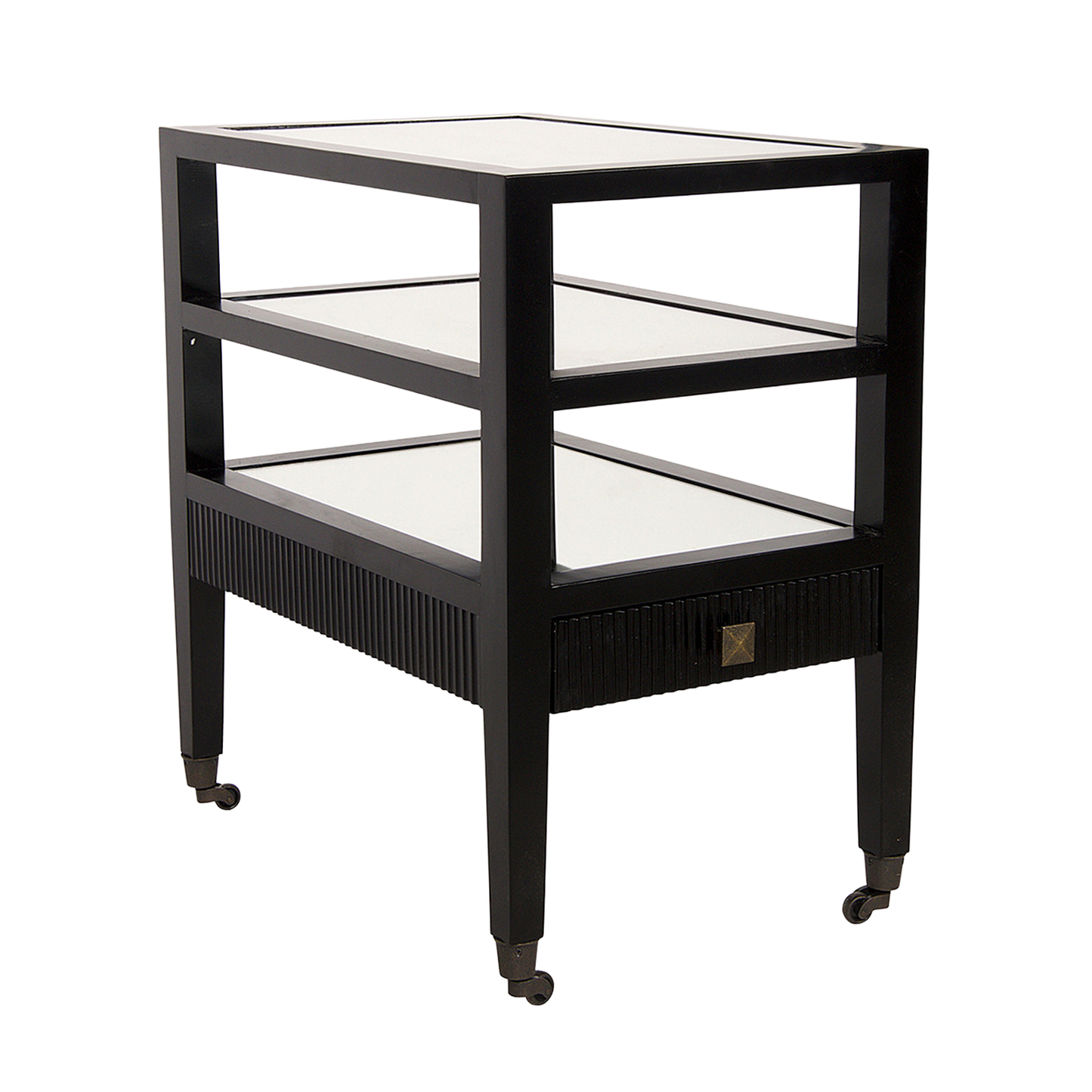 Tiered Side Table with Mirrored Shelves
