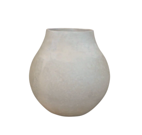 Paper Machet Pot 9"H - Natural White