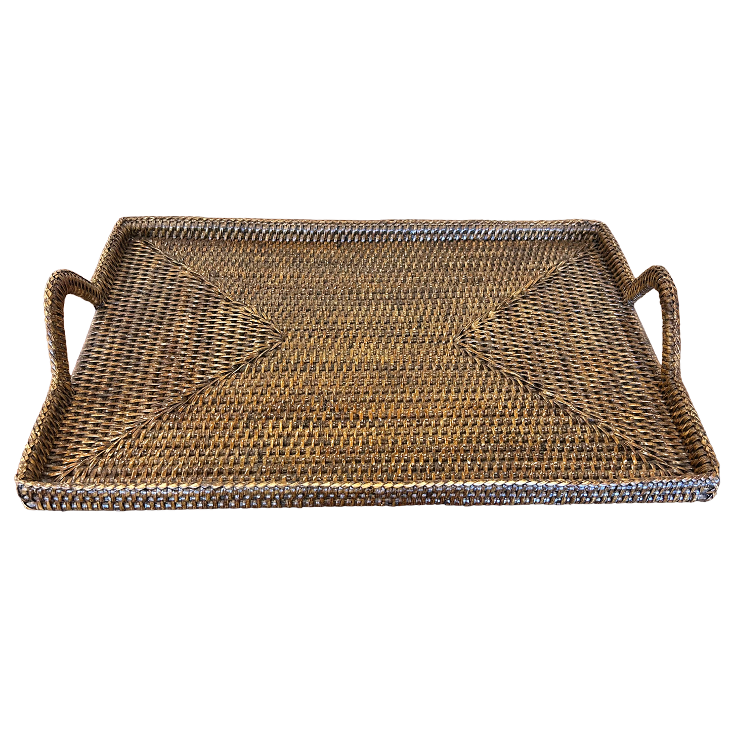 Brown Rattan Tray with Handles