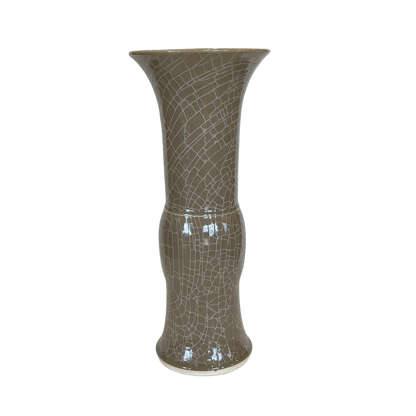 Tan Crackle Glaze Ceramic Vase