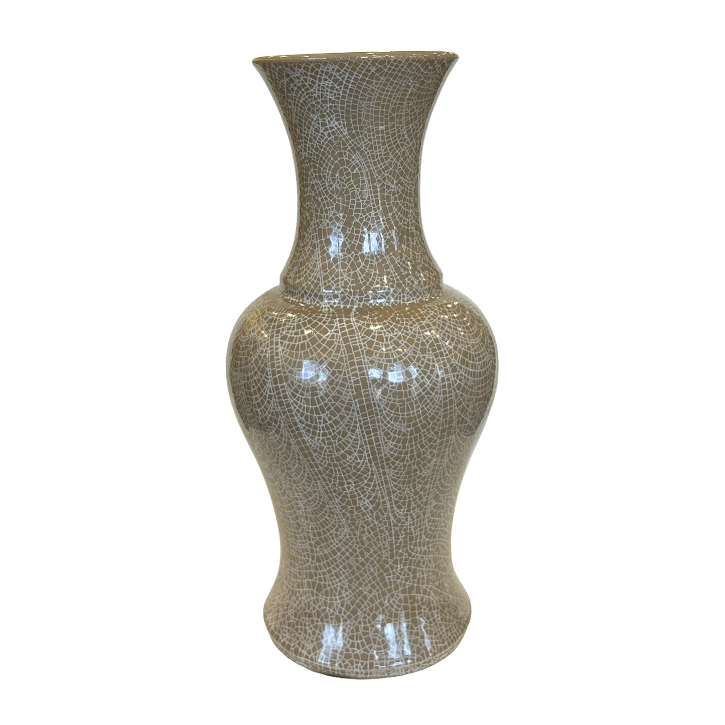 Tan Crackle Glaze Ceramic Vase