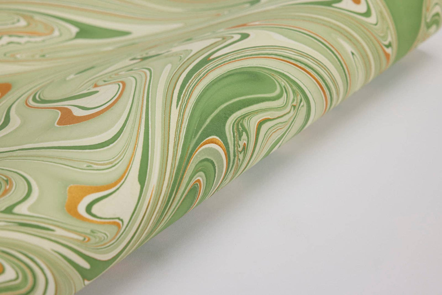 Hand Marbled Wrapping Paper Sheets S/2 - Waves Matcha