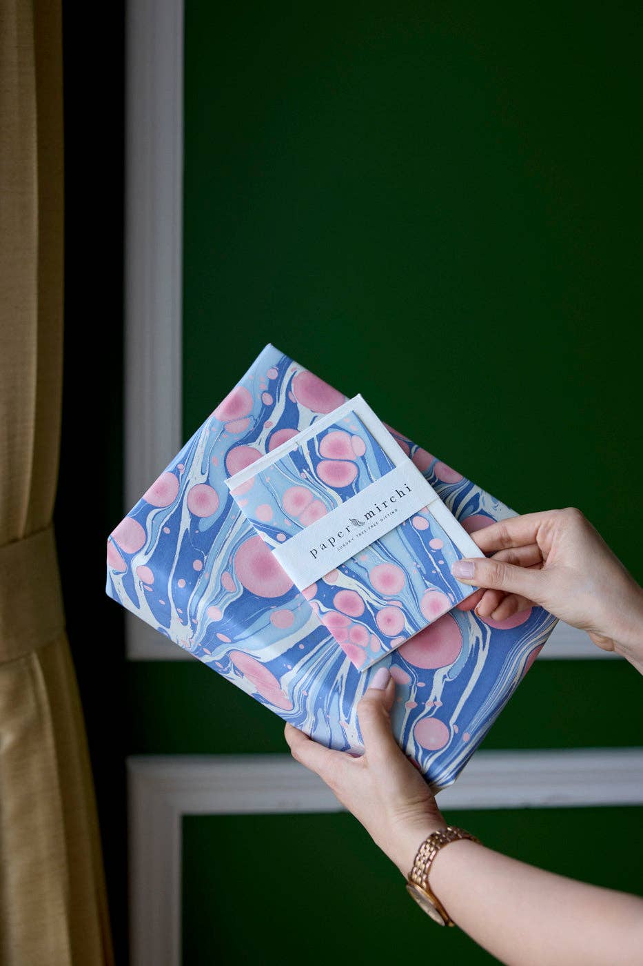 Hand Marbled Wrapping Paper Sheets S/2 - Cosmos Hydrangea