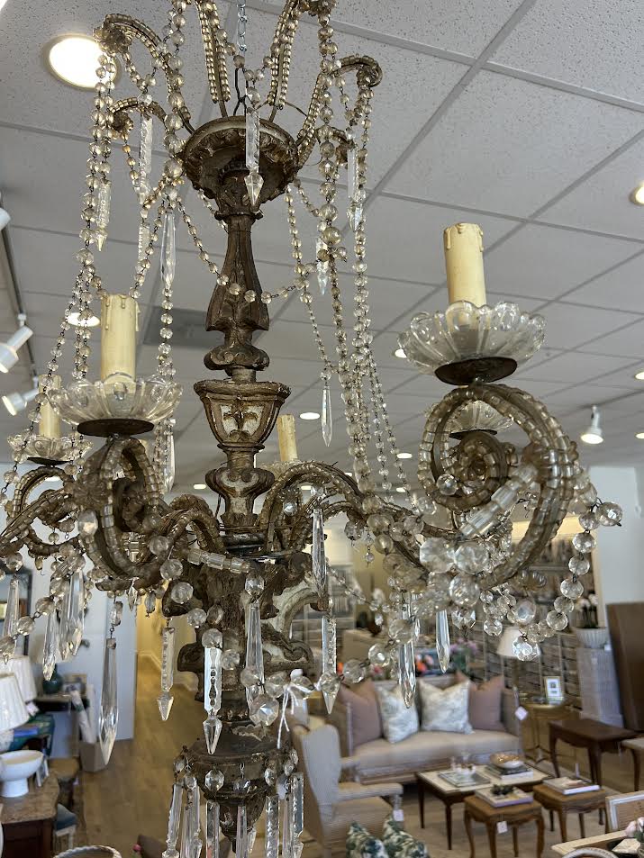 Parcel Giltwood and Crystal Chandelier