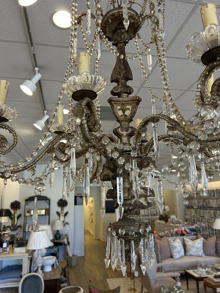 Parcel Giltwood and Crystal Chandelier