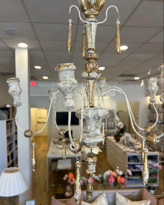 Baroque Inspired Parcel Giltwood and Metal Chandelier