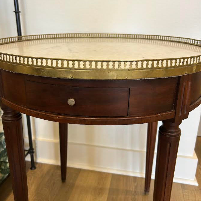 Louis XVI Marble Top Bouillotte Table - 25.5" Dia