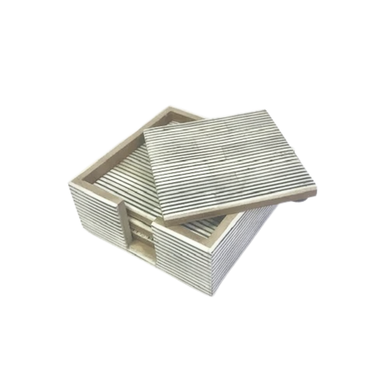 Bone and Horn Lined Coasters - Set/4