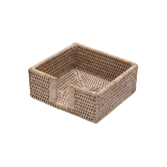 Cocktail Napkin Holder - White Natural Rattan