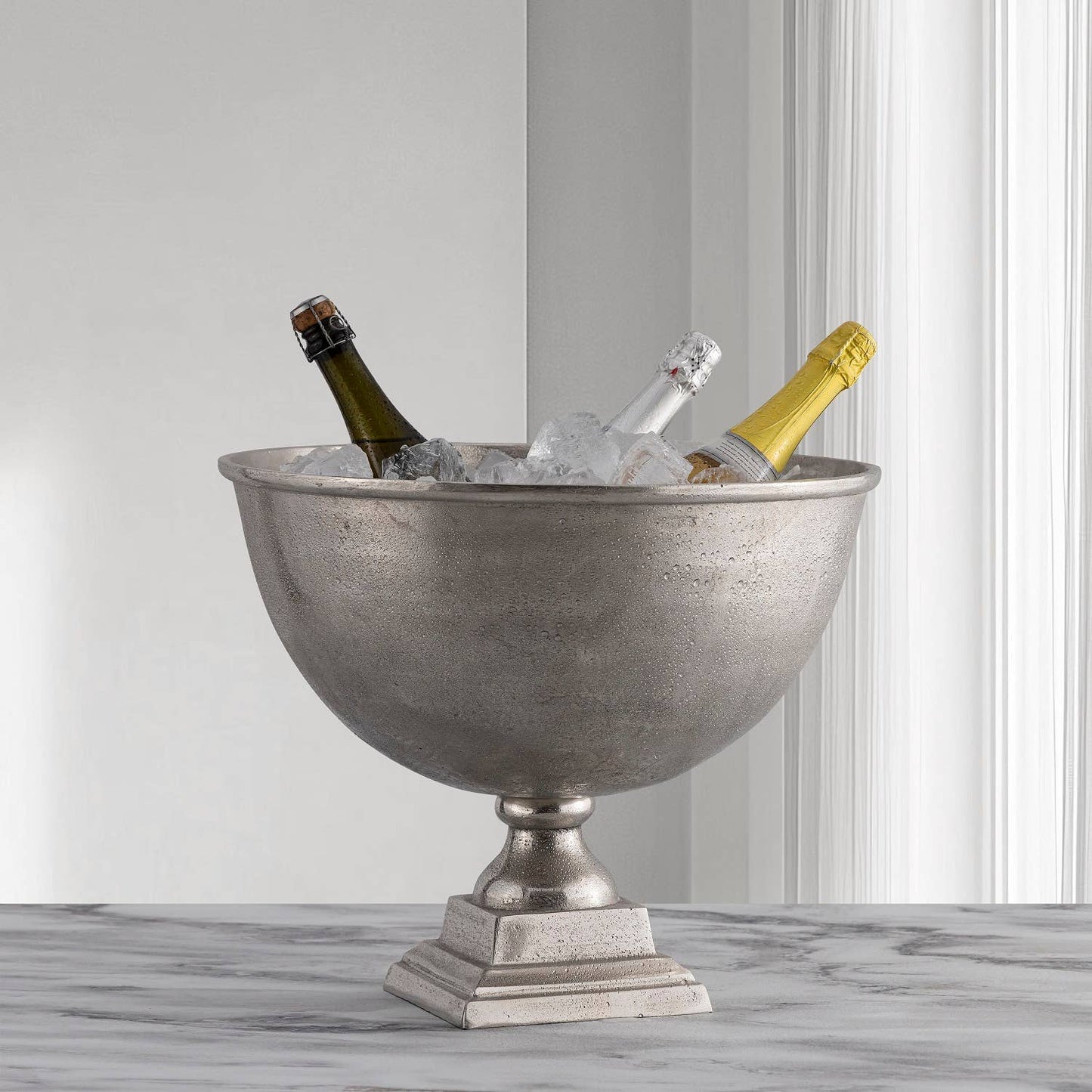 Square Base Planter/Wine Cooler - Raw Nickel