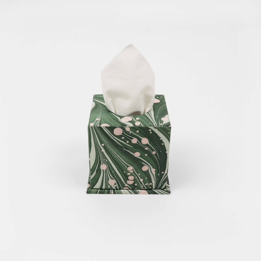 Marbled Tissue Box Cover - Fire Whirl Green