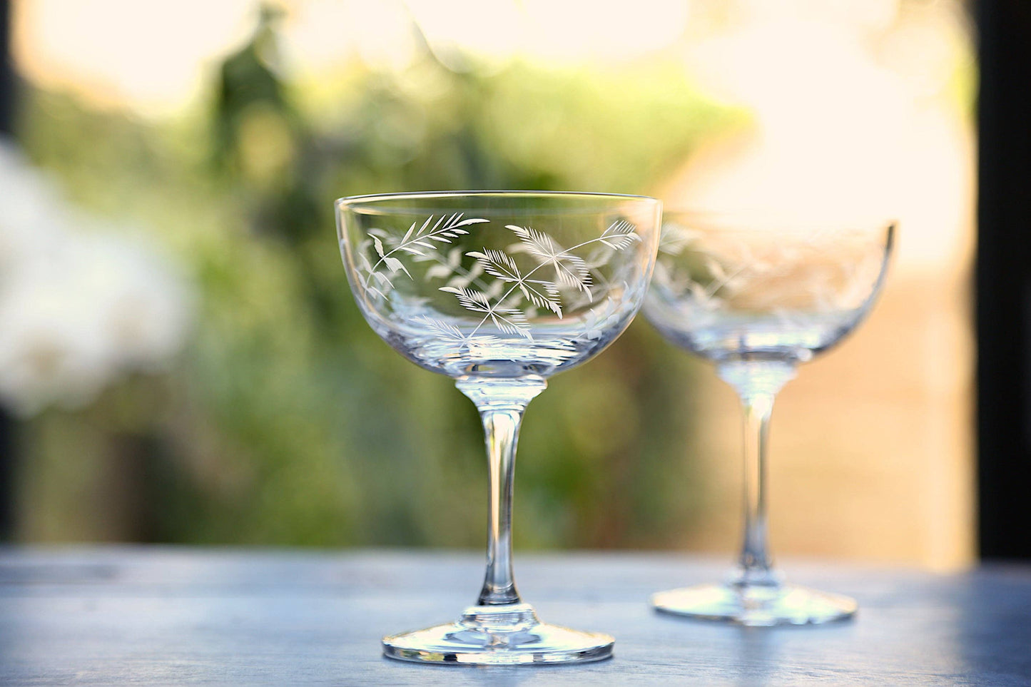 A Pair of Crystal Champagne Saucers All Designs: Ovals