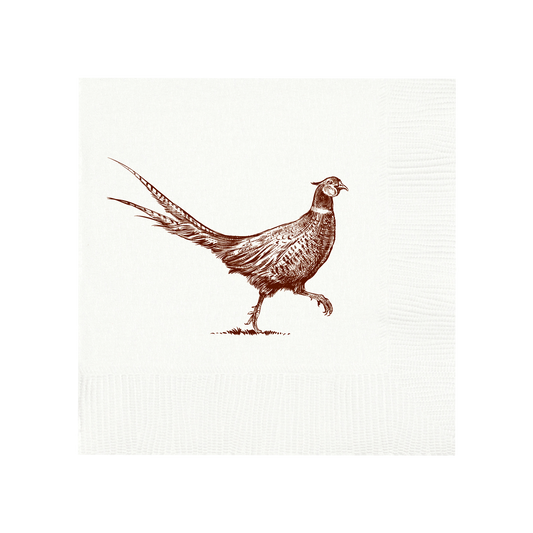 Pheasant Strut Cocktail Napkins- White