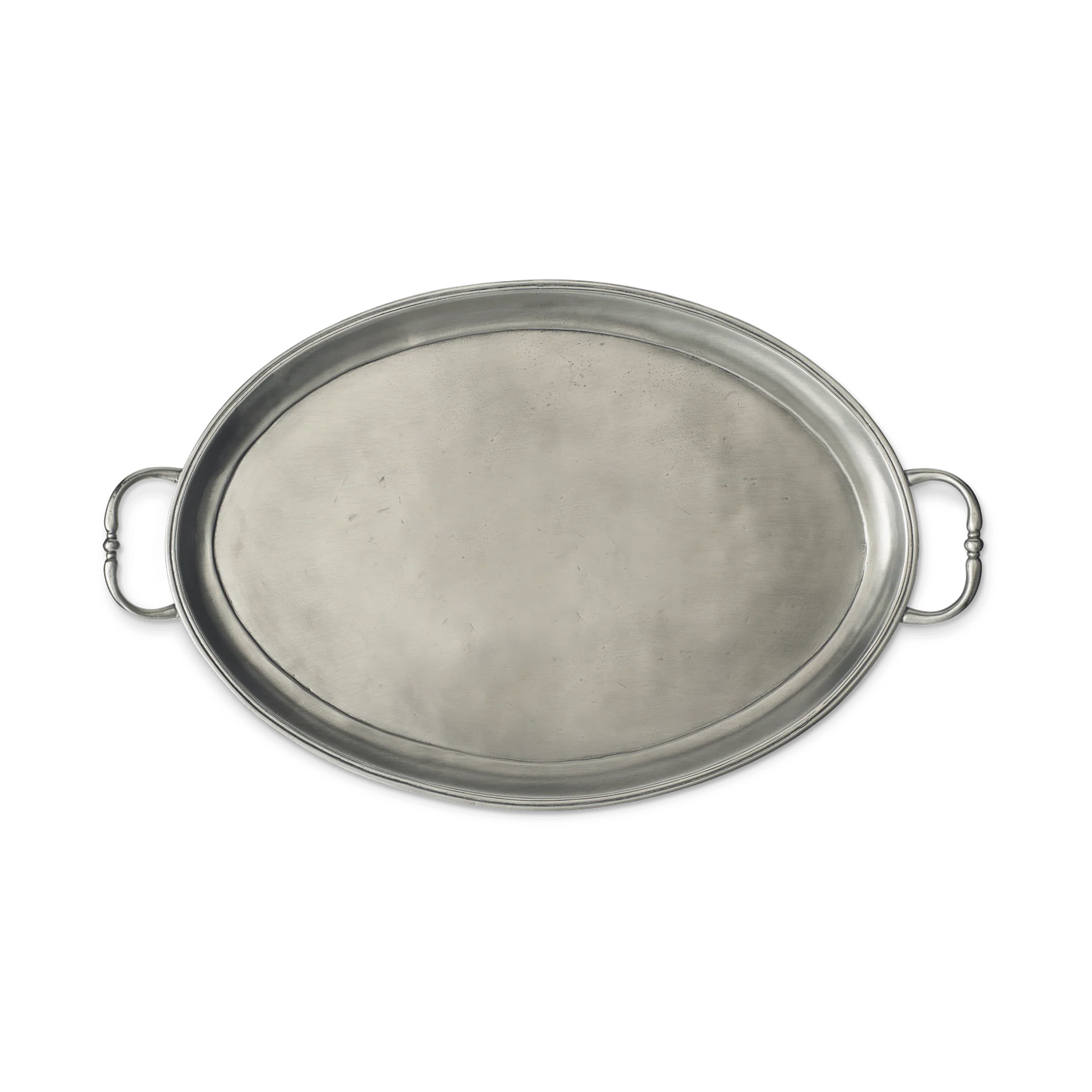 Pewter Oval Tray with Handles, Medium