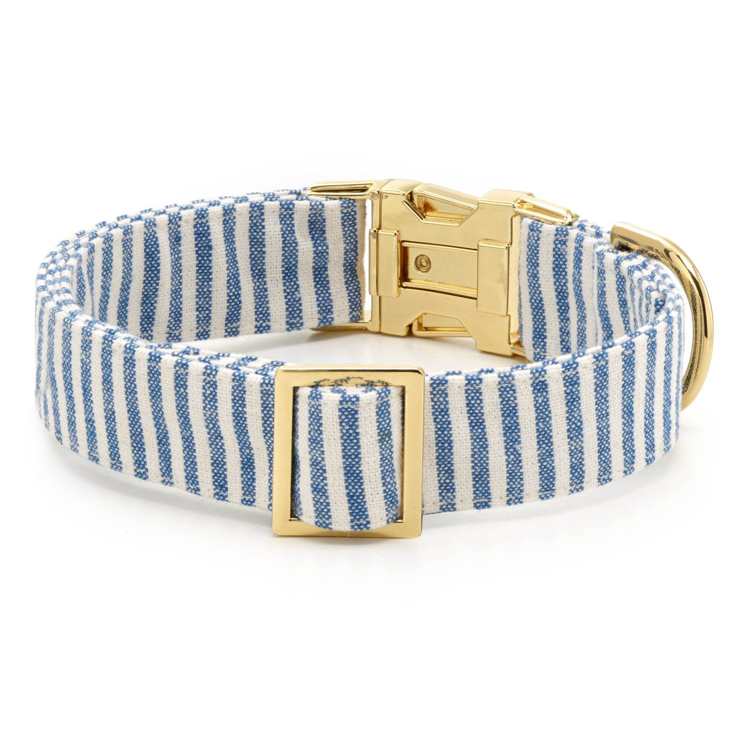 Lake Blue Stripe Summer Dog Collar - Medium