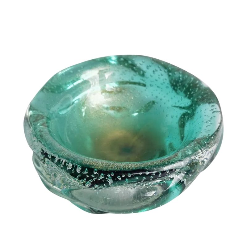Vintage Glitter Aqua Murano Bowl