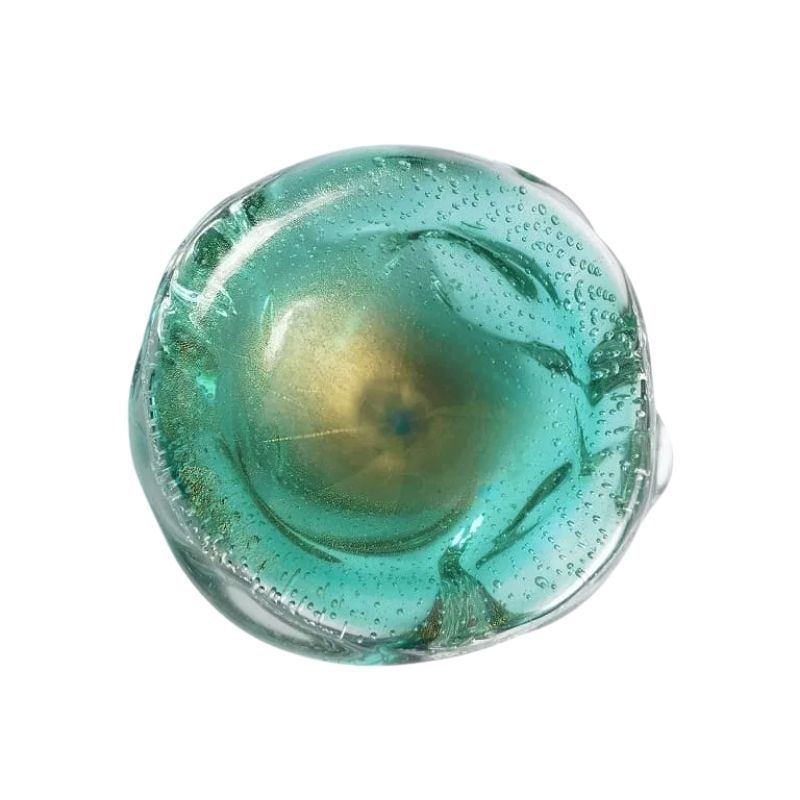 Vintage Glitter Aqua Murano Bowl