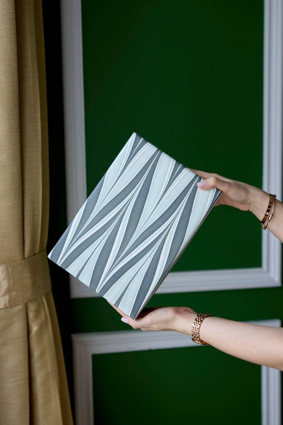 Hand Marbled Wrapping Paper Sheets S/2 - Candy Stripes Stormy Night