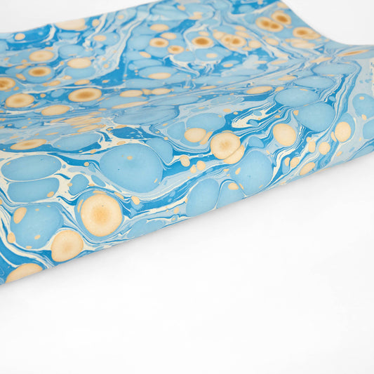 Pebble Marbled Wrapping Paper - Blue/Gold