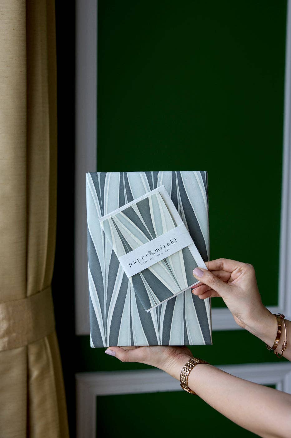 Hand Marbled Wrapping Paper Sheets S/2 - Candy Stripes Stormy Night