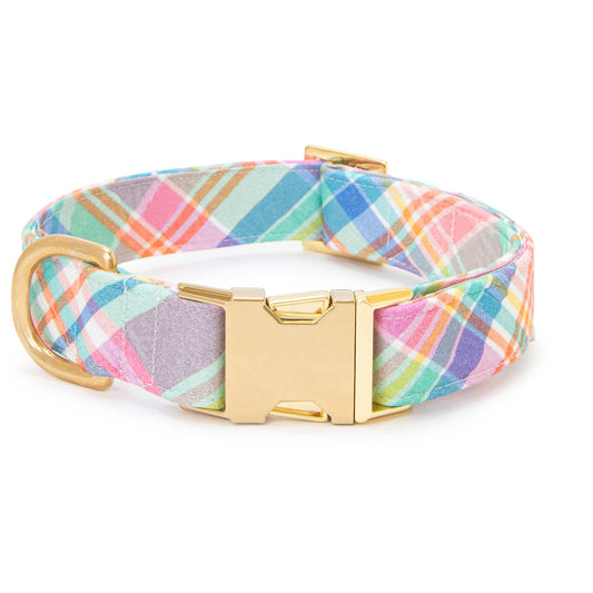 Blooming Plaid Spring Dog Collar - Medium