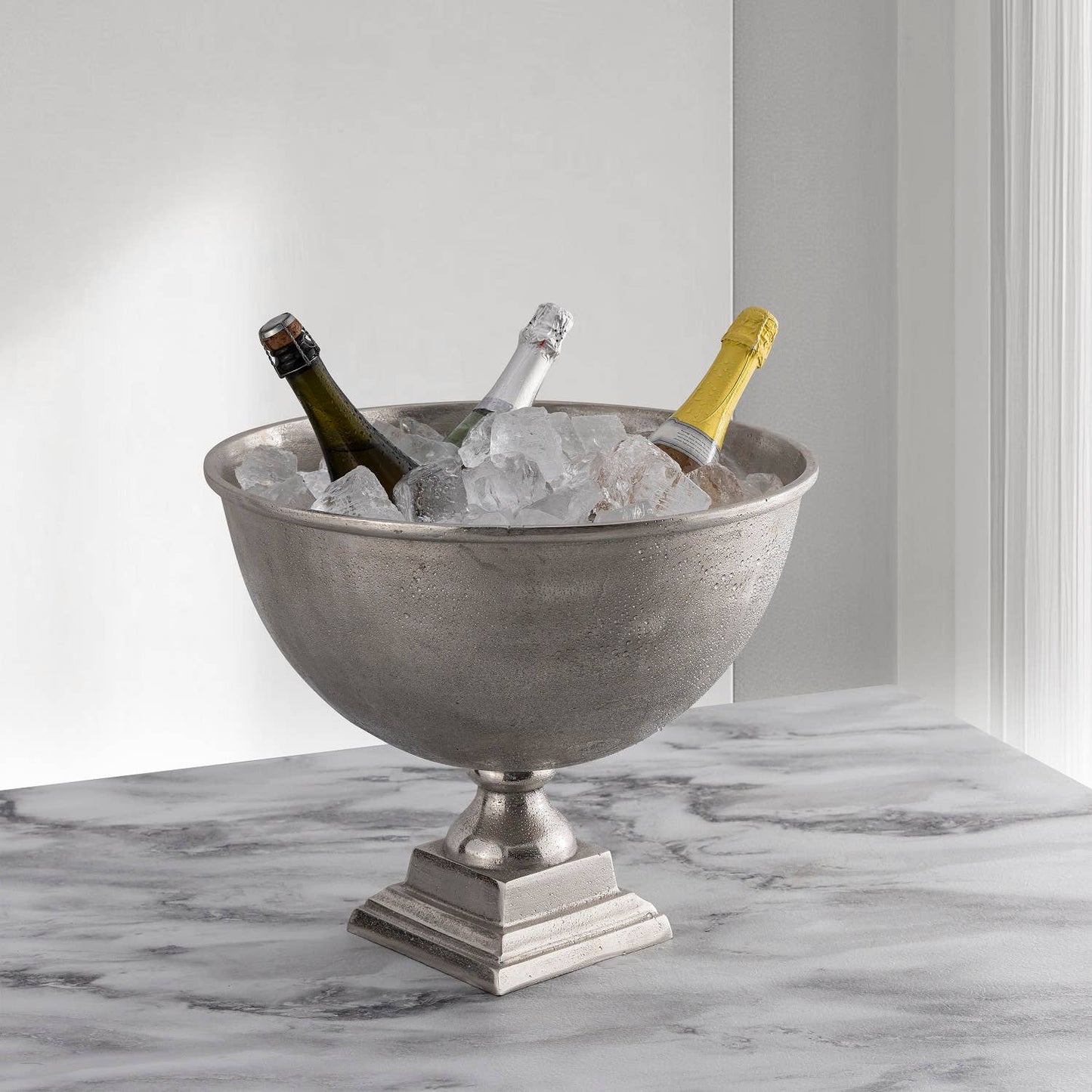 Square Base Planter/Wine Cooler - Raw Nickel