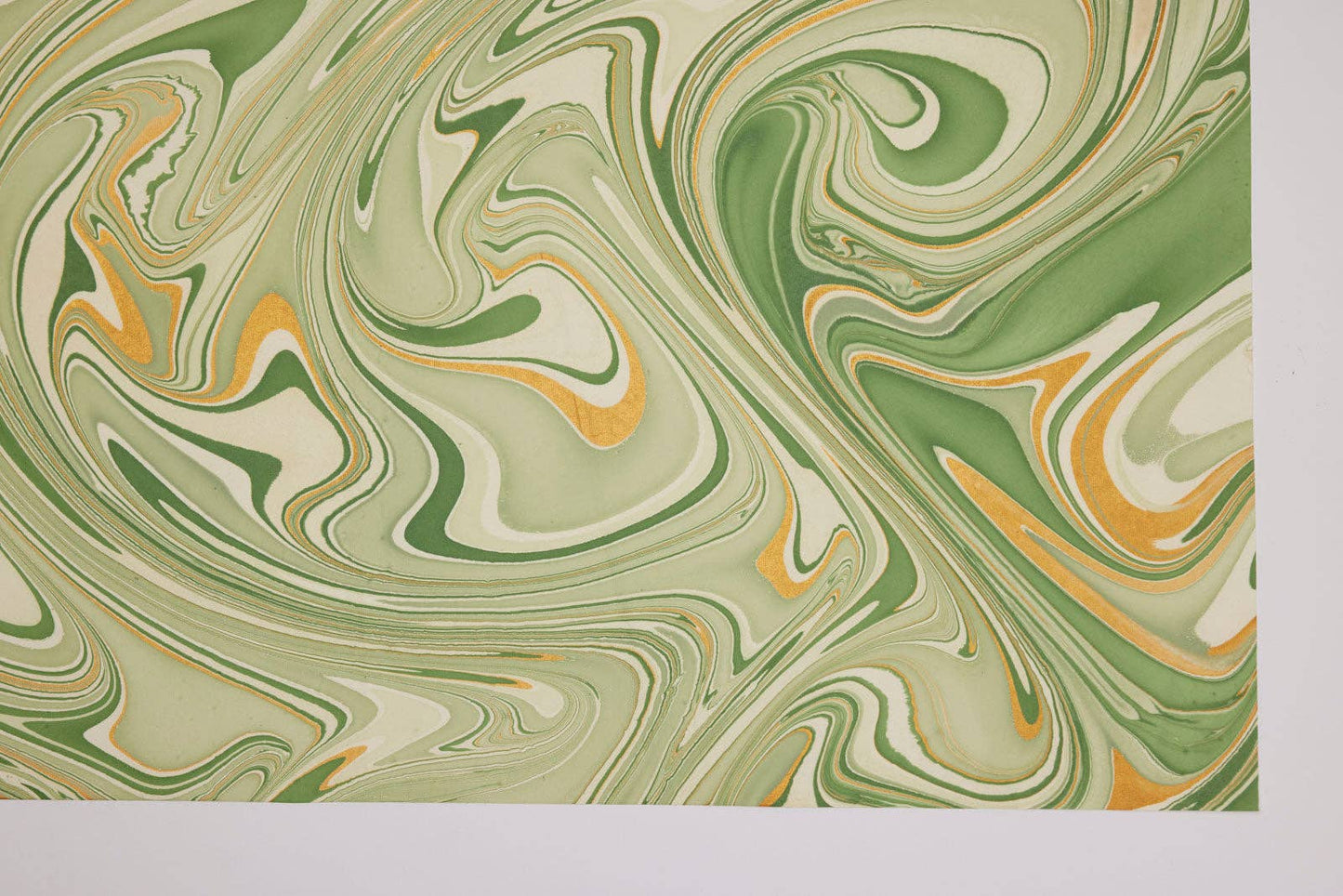 Hand Marbled Wrapping Paper Sheets S/2 - Waves Matcha
