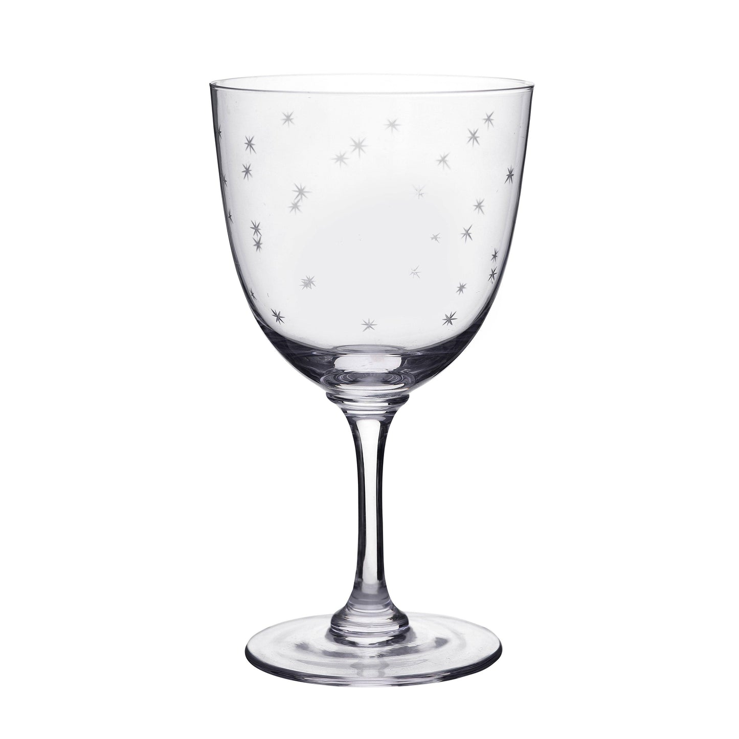 A Set Of Six Crystal Wine Glasses with Stars Design