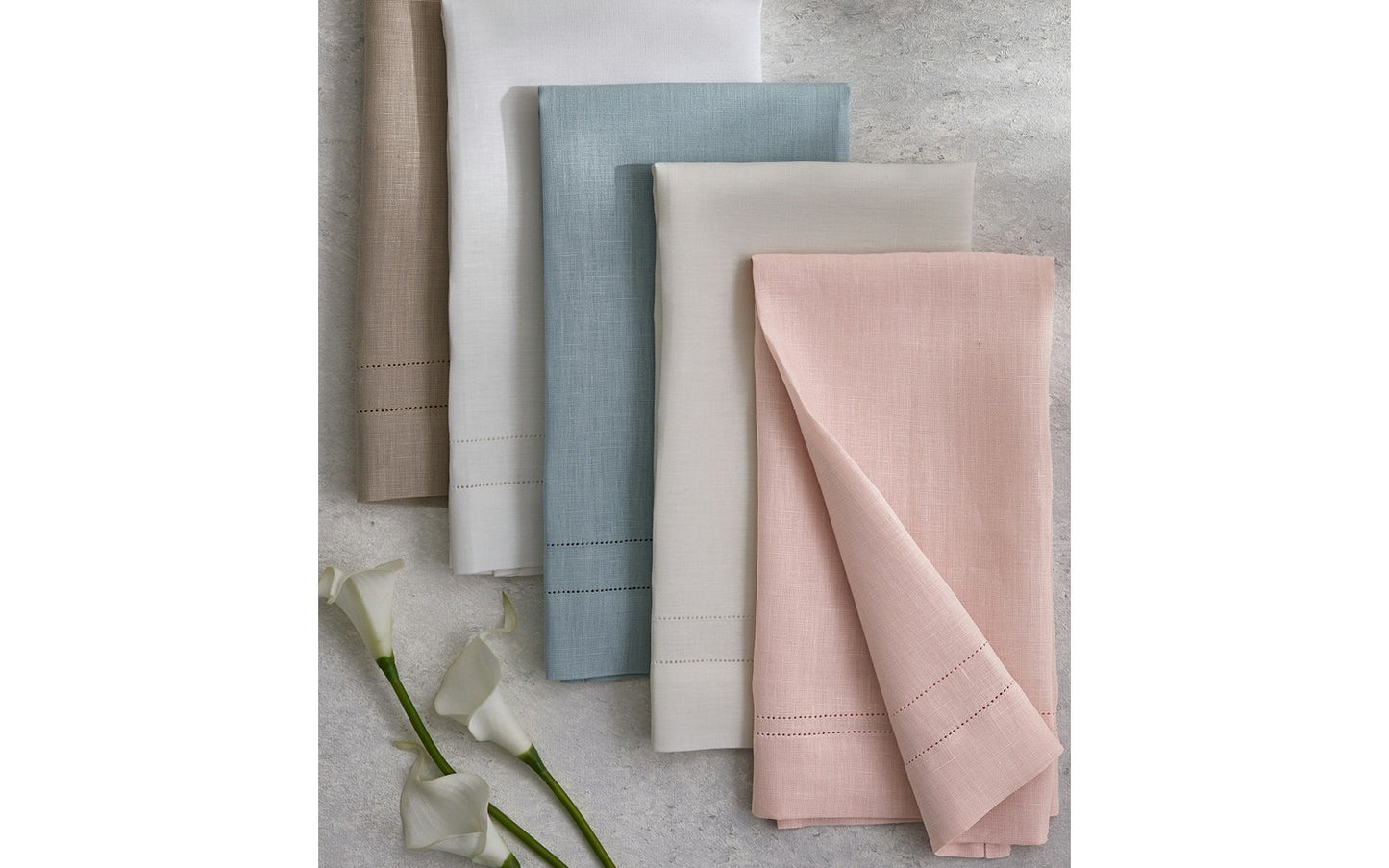 Valentina Hemstitch Guest Towel - Pink, Set/2