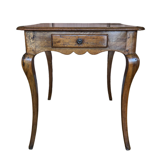 French Walnut Cabriole Leg Table, c. 19th Century