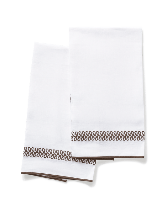 Astor Braid Guest Towels - Mocha, Set/2
